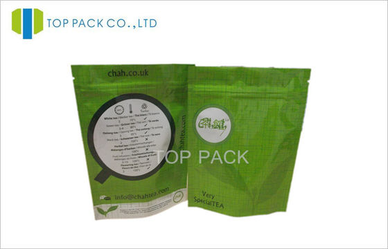 সবুজ চা প্লাস্টিক গুঁড়ো সঙ্গে 500 গম Pouches দাঁড়ানো