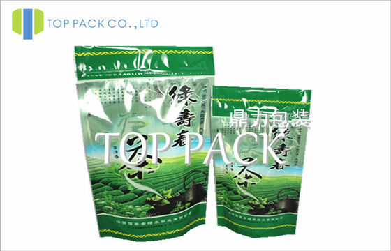 সবুজ চিপ ব্যাগ স্ট্যান্ড সঙ্গে Ziplock, আলোর চা জন্য চা Pouches