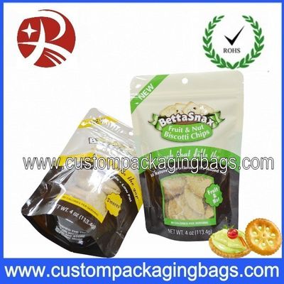Colored Waterproof Plastic Ziplock Bags , Zip Lock Stand Up Pouches For Cookies Packaging