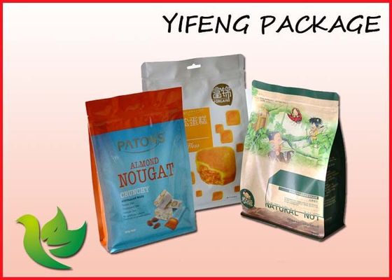 Food Packaging Flat Bottom Pouch With Zipper For Cookies Nuts Snack