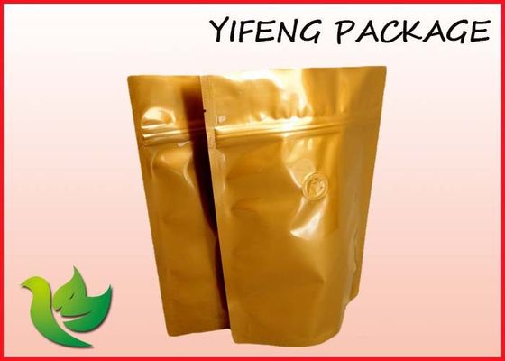 Stand Up Aluminum Foil Coffee Packaging Bag With Zipper And Valve